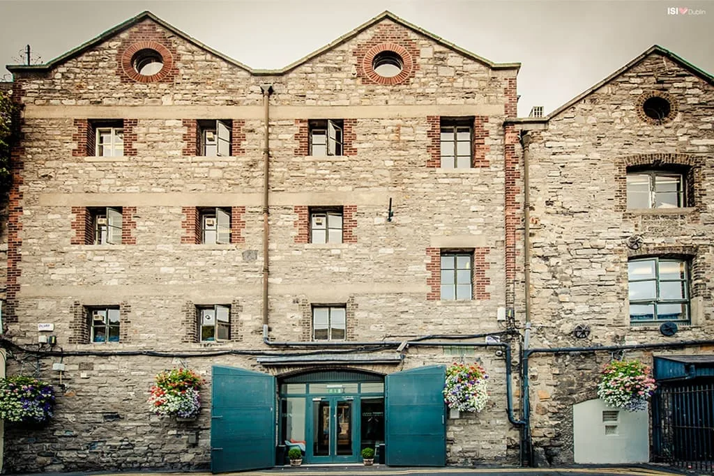 Historic stone façade of ISI Dublin language school in the city centre.