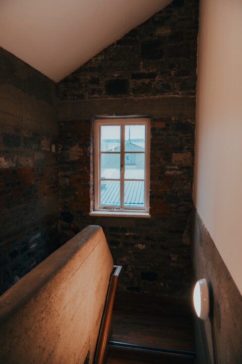 Stone and brick stairwell at ISI Dublin Meetinghouse Lane