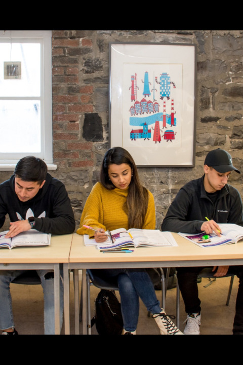 Students studying in a classroom at ISI Dublin Meetinghouse Lane